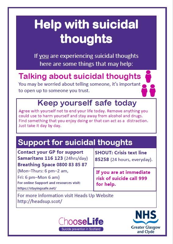 COVID 19 Coping with suicidal thoughts poster